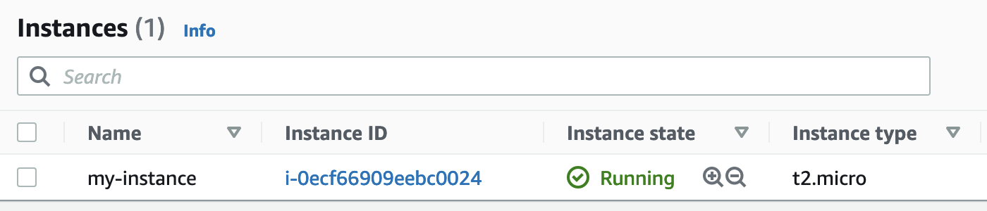 Example showing created AWS EC2 instance